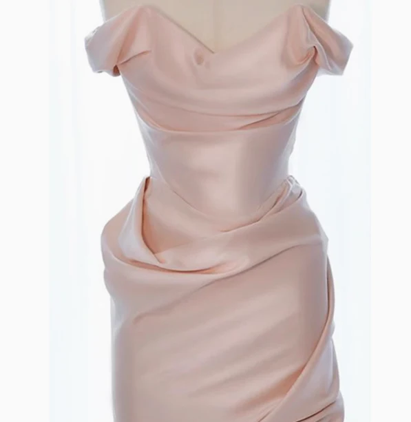Sexy Sheath Off The Shoulder Pink Satin Short Homecoming Dresses Summer Hoco Dresses Cocktail Dress Birthday Outfits W0725 - Deanwangkt