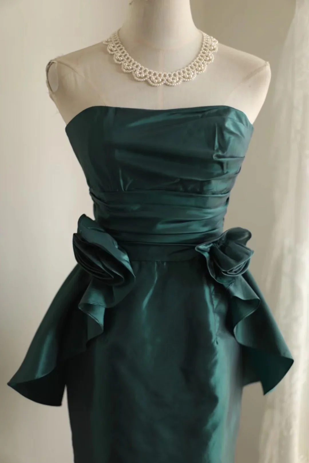 Vintage Sheath Strapless Dark Green Taffeta Mini Short Formal 8th Grade Homecoming Dresses Summer Middle School Hoco Dress 18th Birthday Outfits DH1311 - Deanwangkt