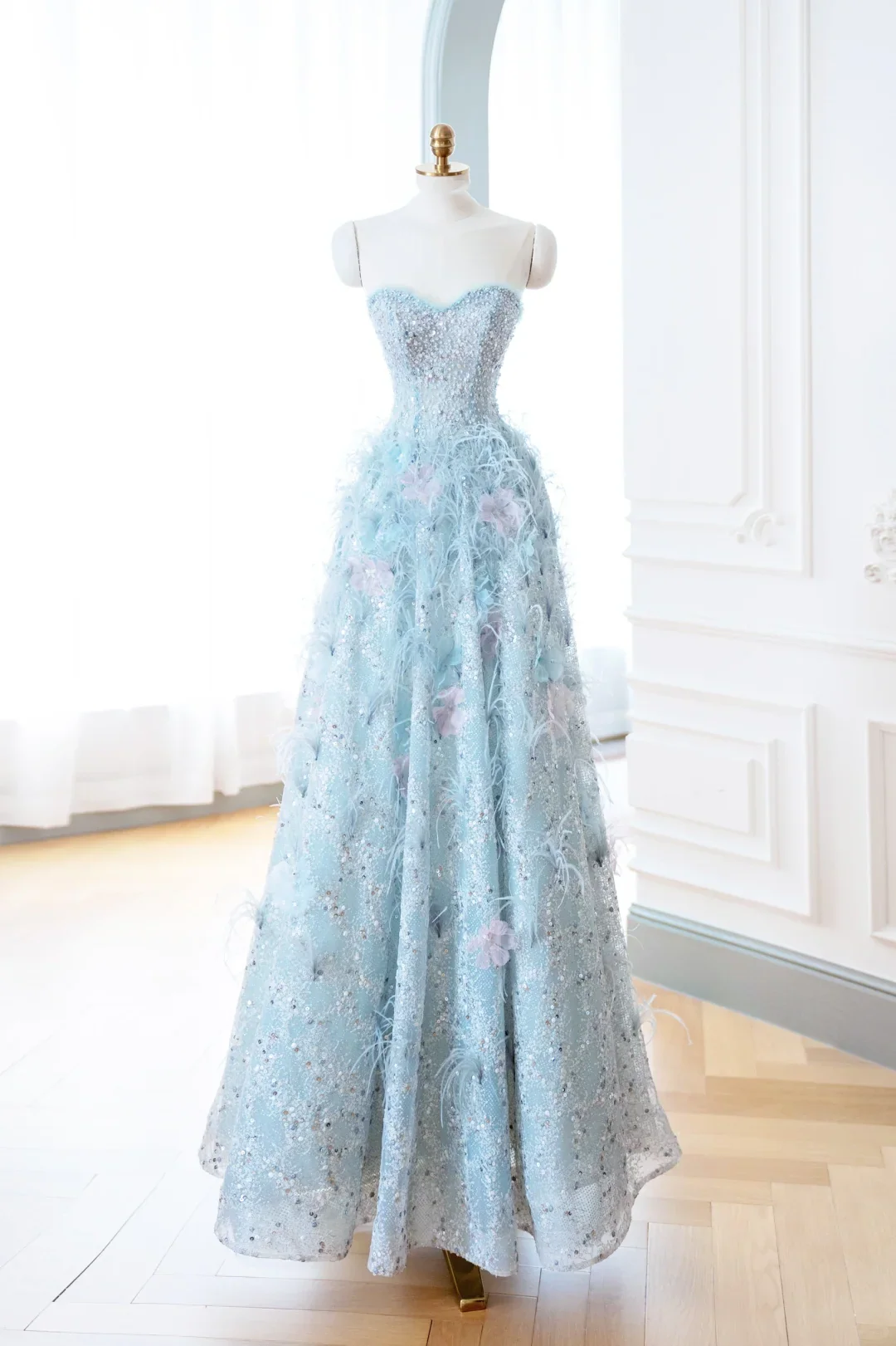 Elegant Glamour Ball Gown Sweetheart Sequin Blue Prom Dress Party Dress Evening Dresses DP903 - Deanwangkt