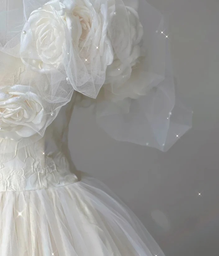 Timeless Ball Gown Off The Shoulder Short Sleeves Tulle Flowers Wedding Dresses Brides Dress DP444 - Deanwangkt