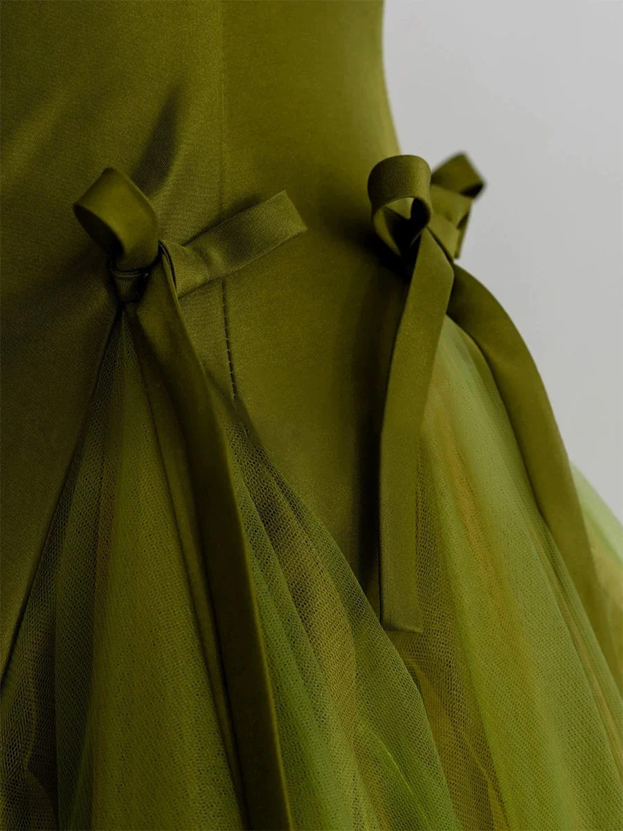 Classy Elegant Ball Gown Strapless Green Sleeveless Tulle Long Prom Dresses H2892 - Deanwangkt