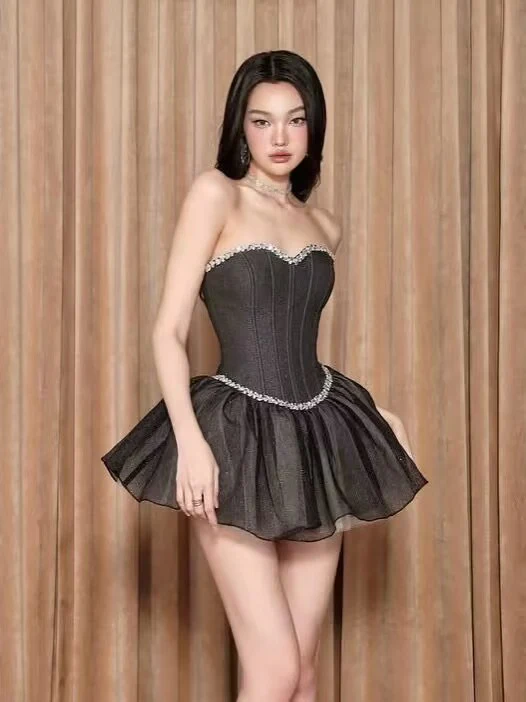 Pretty Ball Gown Sweetheart Black Formal Homecoming Dresses Short 21st Birthday Outfits Graduation Dress Mini Cocktail Dresses DH2456 - Deanwangkt