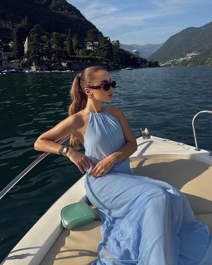 Elegant A Line Scoop Light Blue Chiffon Long Prom Dresses Party Dress 21st Birthday Outfits Graduation Dresses DH2400 - Deanwangkt