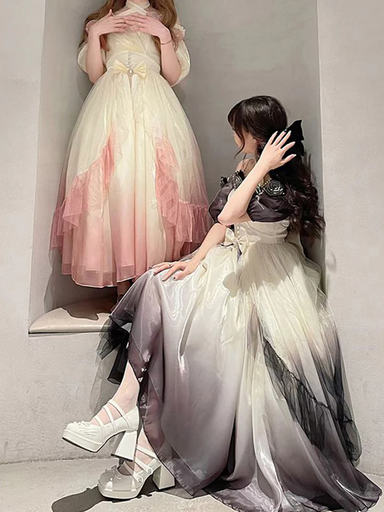 Vintage Ball Gown Off The Shoulder Short Sleeves 16th Ombre Pink Birthday Dresses Lolita Dress Birthday Outfits W1232 - Deanwangkt