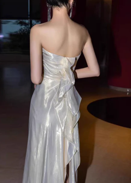 Sexy Sheath Strapless Evening Gowns Tulle Party Dress Fairy Prom Dresses  DP2960 - Deanwangkt