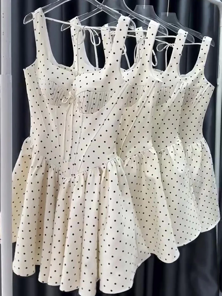 Cute A line Sweetheart Black Polka Dots Short Satin Formal Homecoming Dresses Party Graduation Dress Hoco Dresses DH2751 - Deanwangkt