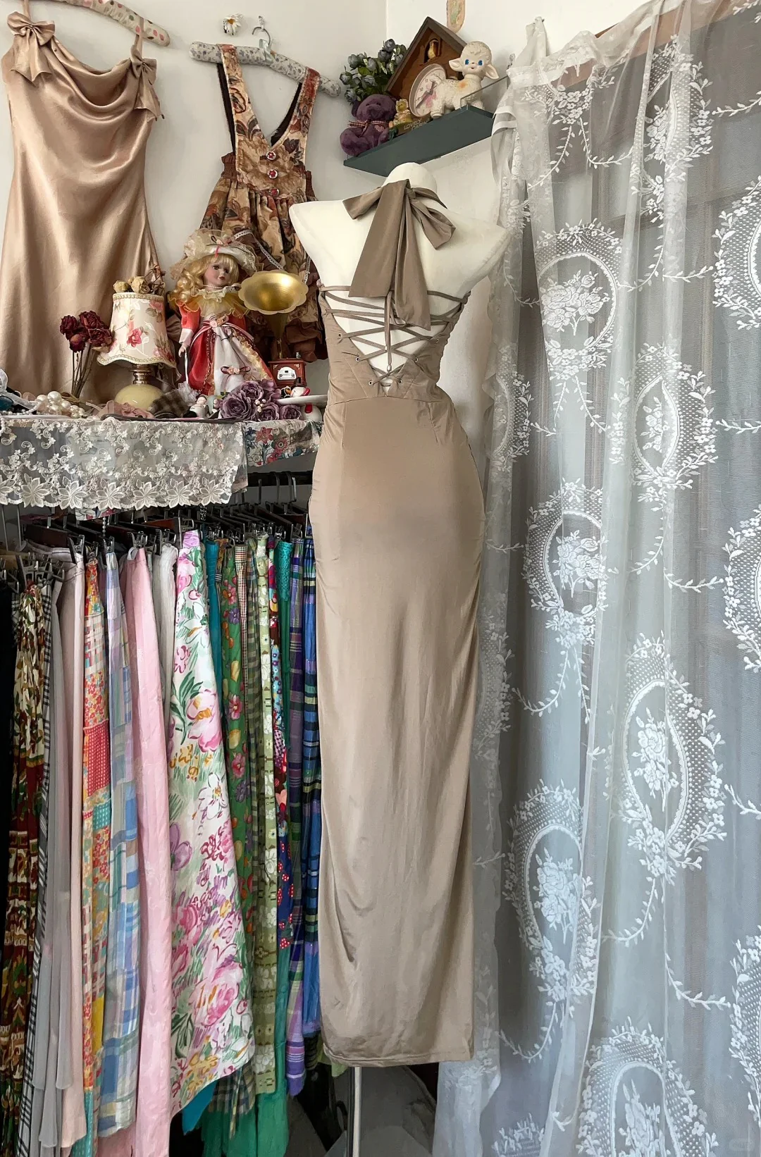 Elegant Sheath Long Evening Dress Satin Modest Birthday Party Dress Champagne Slit Formal Dress DP2852 - Deanwangkt