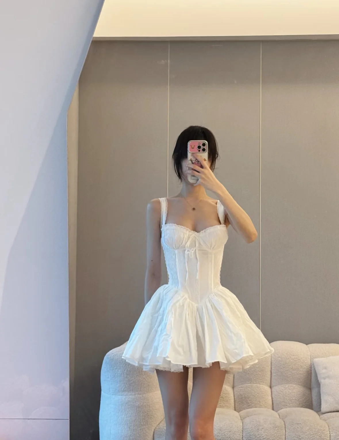 Simple A line Square Neck White Short Homecoming Dress Summer Hoco Dresses Mini Cocktail Dress DH2470 - Deanwangkt