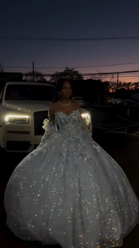 Gorgeous Sweetheart Neck Ball Gowns Blue Tulle Sequins Long Quinceanera Dress Formal Gowns Vestido De 15 Anos Sweet 16 Dress DP3240 - Deanwangkt