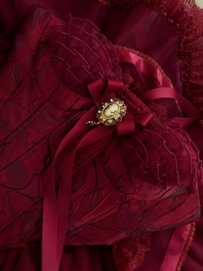 Cute Ball Gown Spaghetti Straps Burgundy Lace 8th Graduation Dresses Homecoming Dress Summer Middle School Formal Baddie Hoco Dresses Cocktail Dress W0921 - Deanwangkt