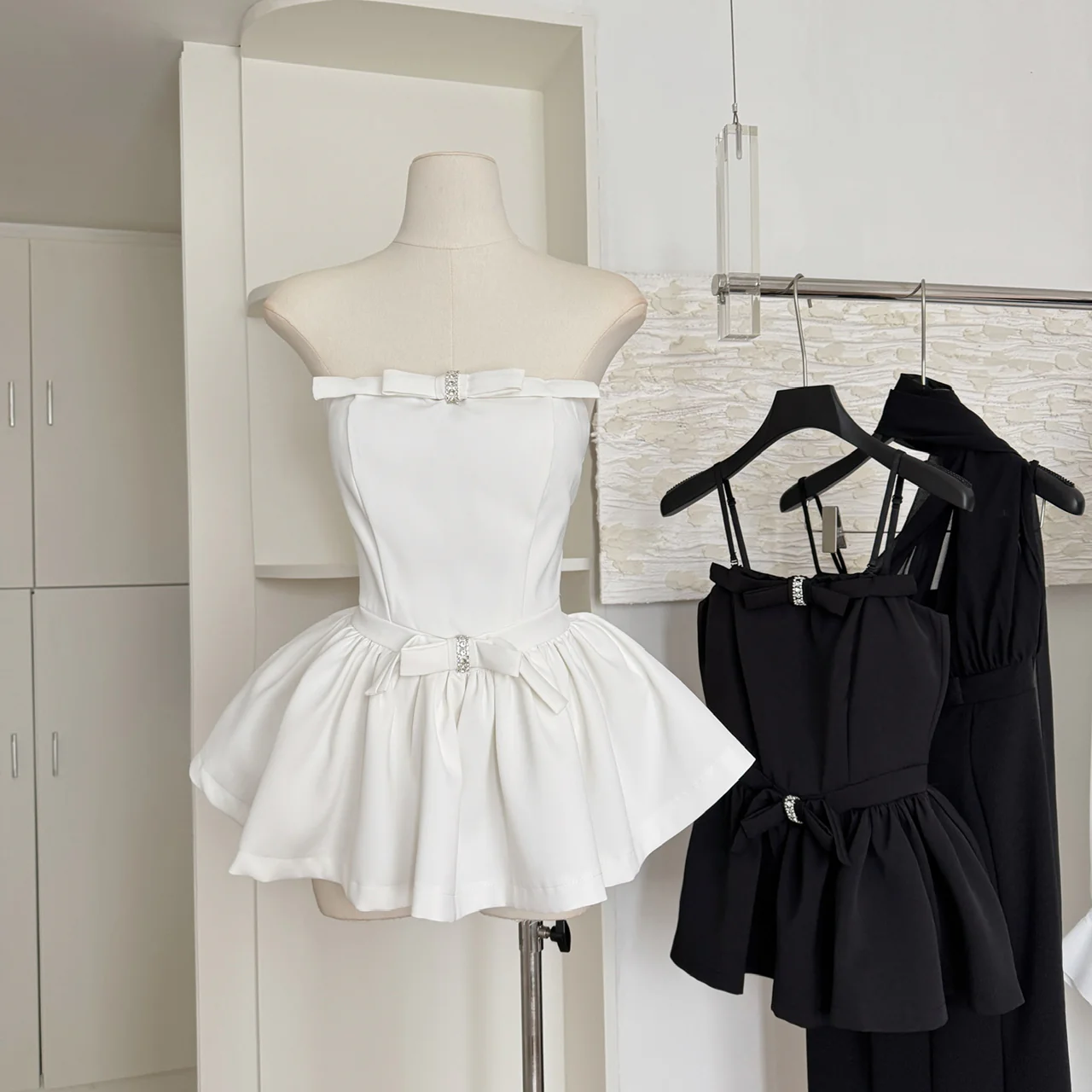 Cute A Line Spaghetti Straps White Short Summer Dress Holiday Party Outfits For Women DP0095 - Deanwangkt