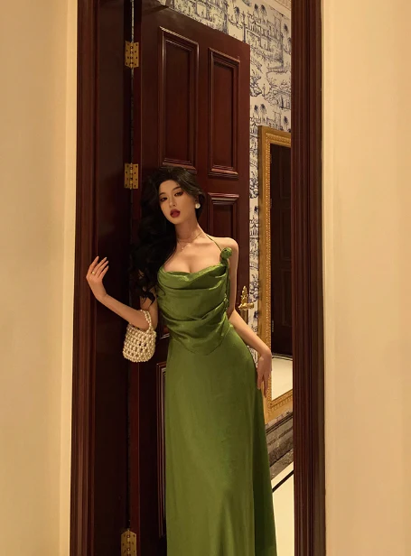 Sexy A line Spaghetti Straps Green 21st Birthday Dress Holiday Party Birthday Outfits For Women DP0211 - Deanwangkt