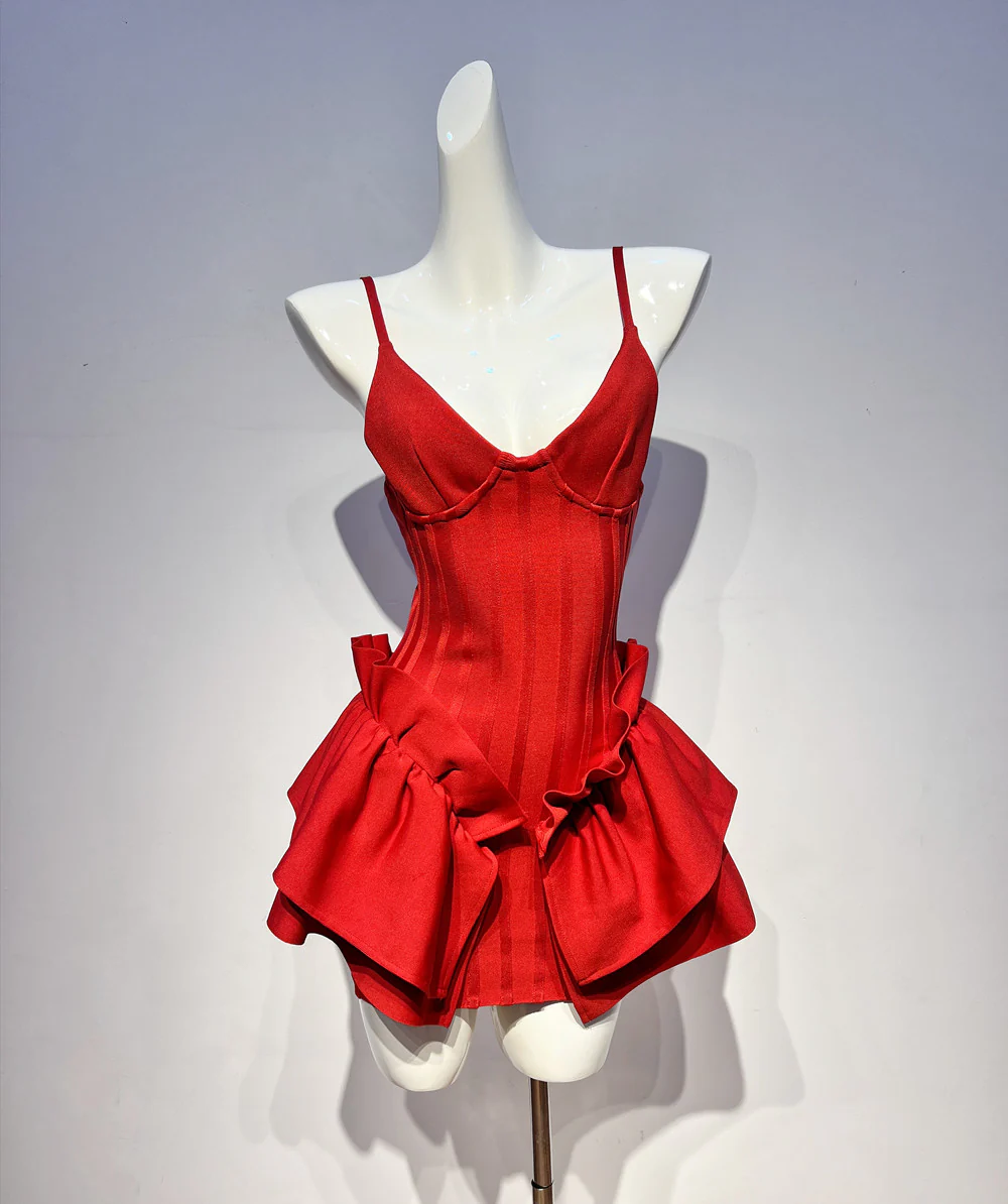 Cute A Line Spaghetti Straps Red Satin Formal Homecoming Dresses 16th Birthday Outfits Graduation Dress Short Mini Hoco Dresses DH2548 - Deanwangkt