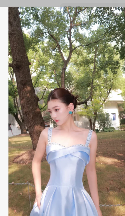 Elegant Spaghetti straps Sheath Satin Long Prom Dresses, Sky Blue Formal Evening Dresses DP3096 - Deanwangkt