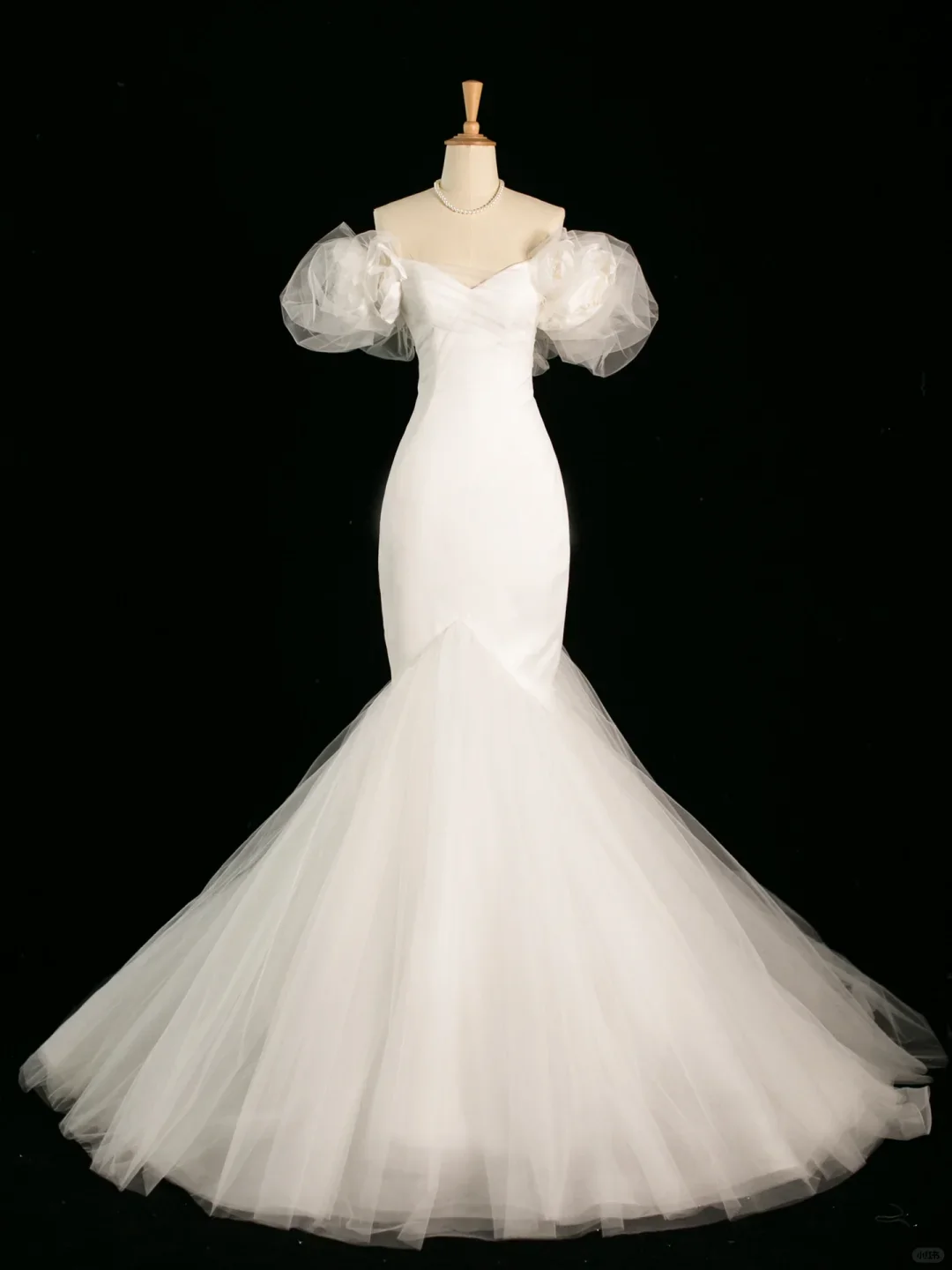 Pretty Wedding Dress Mermaid Off The Shoulder Short Sleeves Tulle Long Vintage Wedding Dresses Bridal Gowns Brides Gown DH392 - Deanwangkt