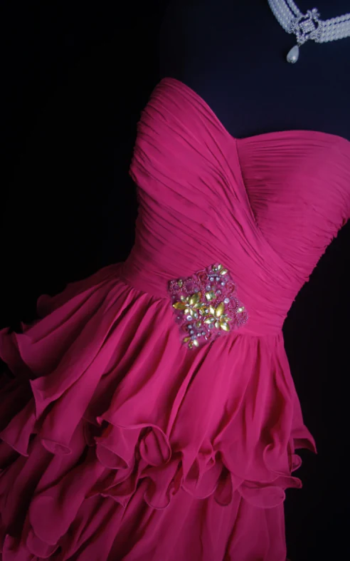 Gorgeous A-Line Hot Pink Long Prom Dresses Sweetheart Neck Evening Dresses Chiffon Hot Pink Formal Dresses DP3817 - Deanwangkt