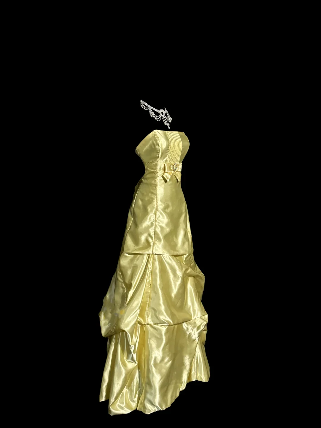 Vintage Ball Gown Strapless Yellow Satin 90s Long Prom Dresses Party Dress 30th Birthday Outfits Graduation Dresses W864 - Deanwangkt