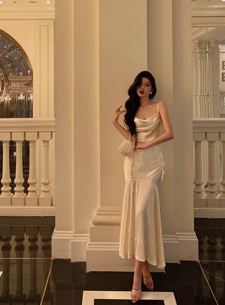 Classy Mermaid Straps Ivory 18th Birthday Dress Party Gown 21st Birthday Outfits Birthday Dress Ideas For Women DP594 - Deanwangkt