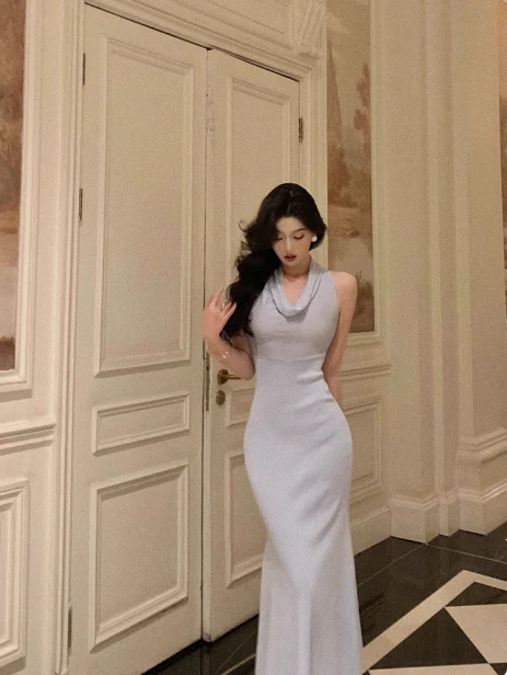 Vintage Mermaid Light Blue Chiffon 18th Birthday Dress Party Gown Birthday Outfits For Women DP0197 - Deanwangkt