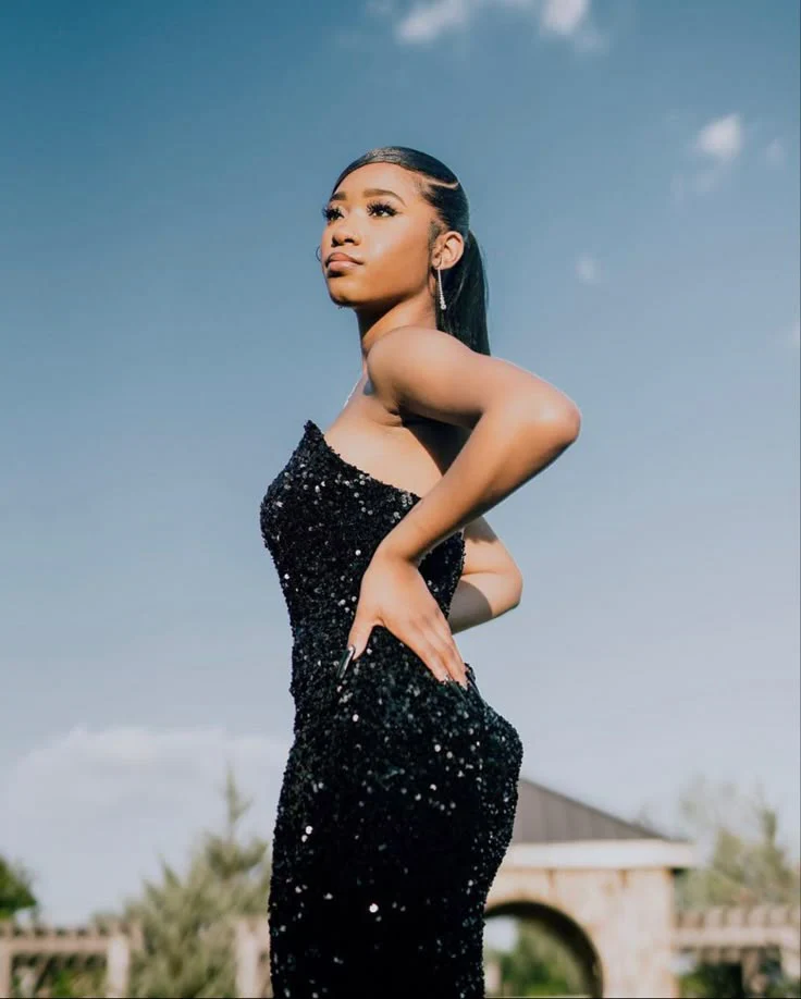 Vintage Mermaid Sweetheart Black Sequin Long Prom Dresses Party Dress Black Girl Outfits Graduation Dresses W0415 - Deanwangkt