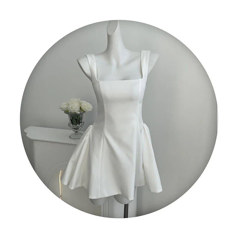 Simple A line Square Neck Black Short Homecoming Dress Summer Hoco Dresses Mini Cocktail Dress DH2472 - Deanwangkt