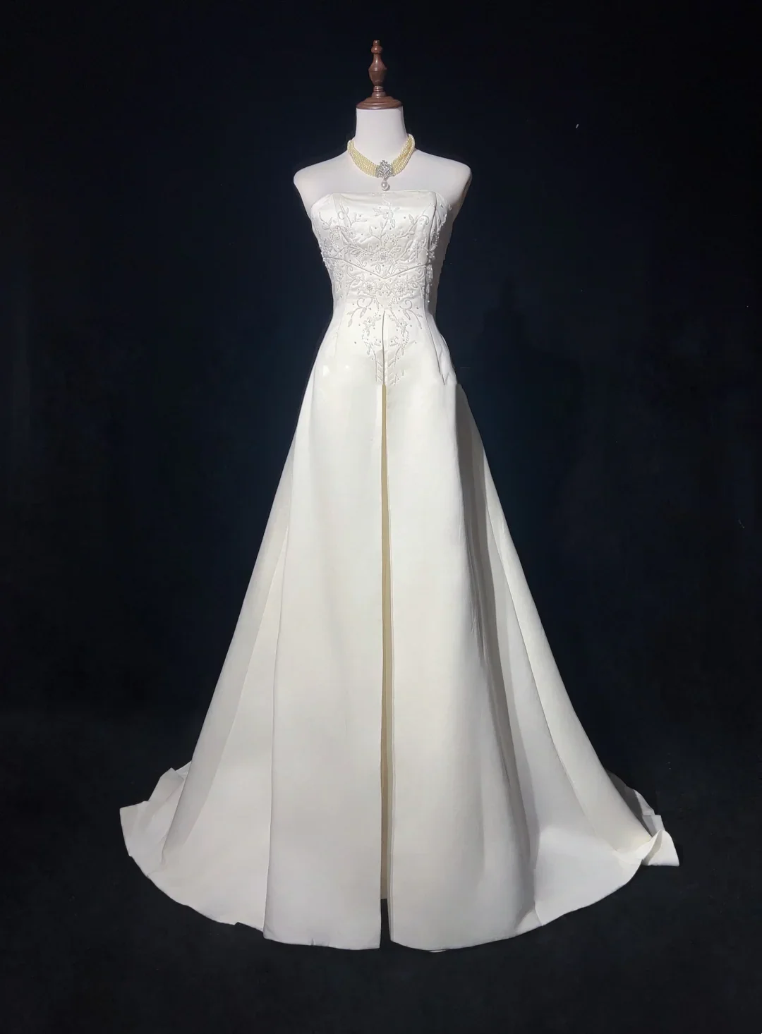 Retro Wedding Dress 1950s 1940s Ball Gown Strapless Satin Lace White Long Wedding Dresses Bridal Gowns Brides Gown DH550 - Deanwangkt