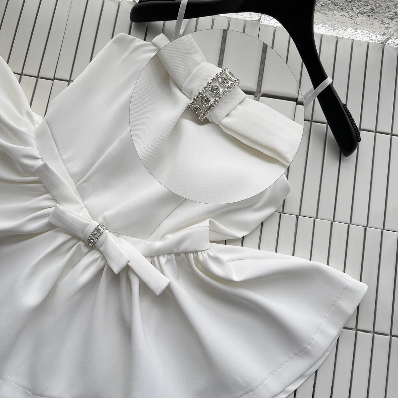 Cute A Line Spaghetti Straps White Short Summer Dress Holiday Party Outfits For Women DP0095 - Deanwangkt