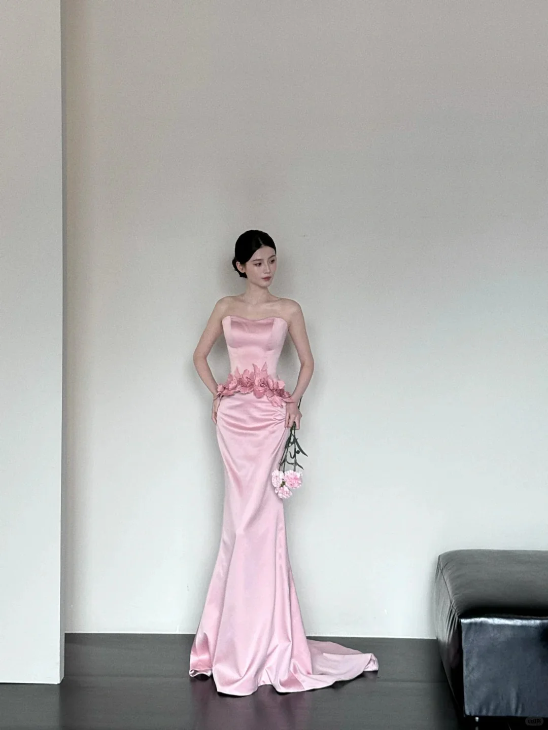Elegant Strapless Mermaid Satin Long Pink Evening Dress Sweet Birthday Party Dress DP2904 - Deanwangkt