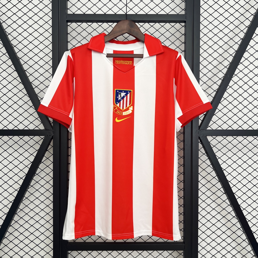 Retro Atletico Madrid Centenary Anniversary Home Jersey 2003/04