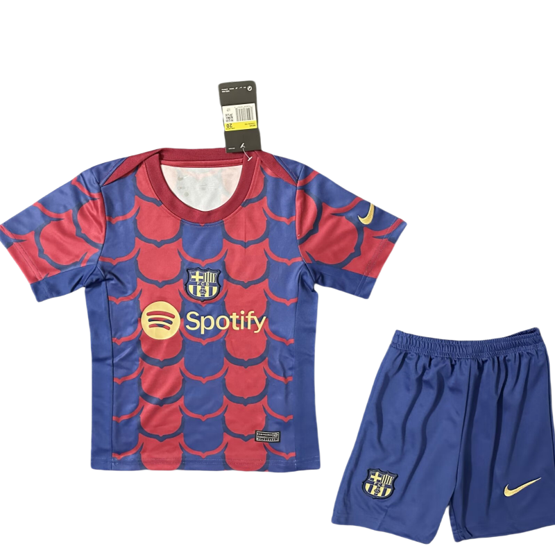 Kid's Barcelona Pre-Match Training Football Kit 2024/25