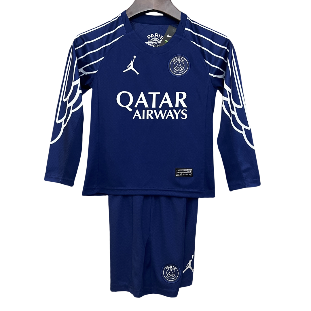 Kid's Paris Saint-Germain PSG Fourth Kit Long Sleeve Jersey+Shorts 2024/25