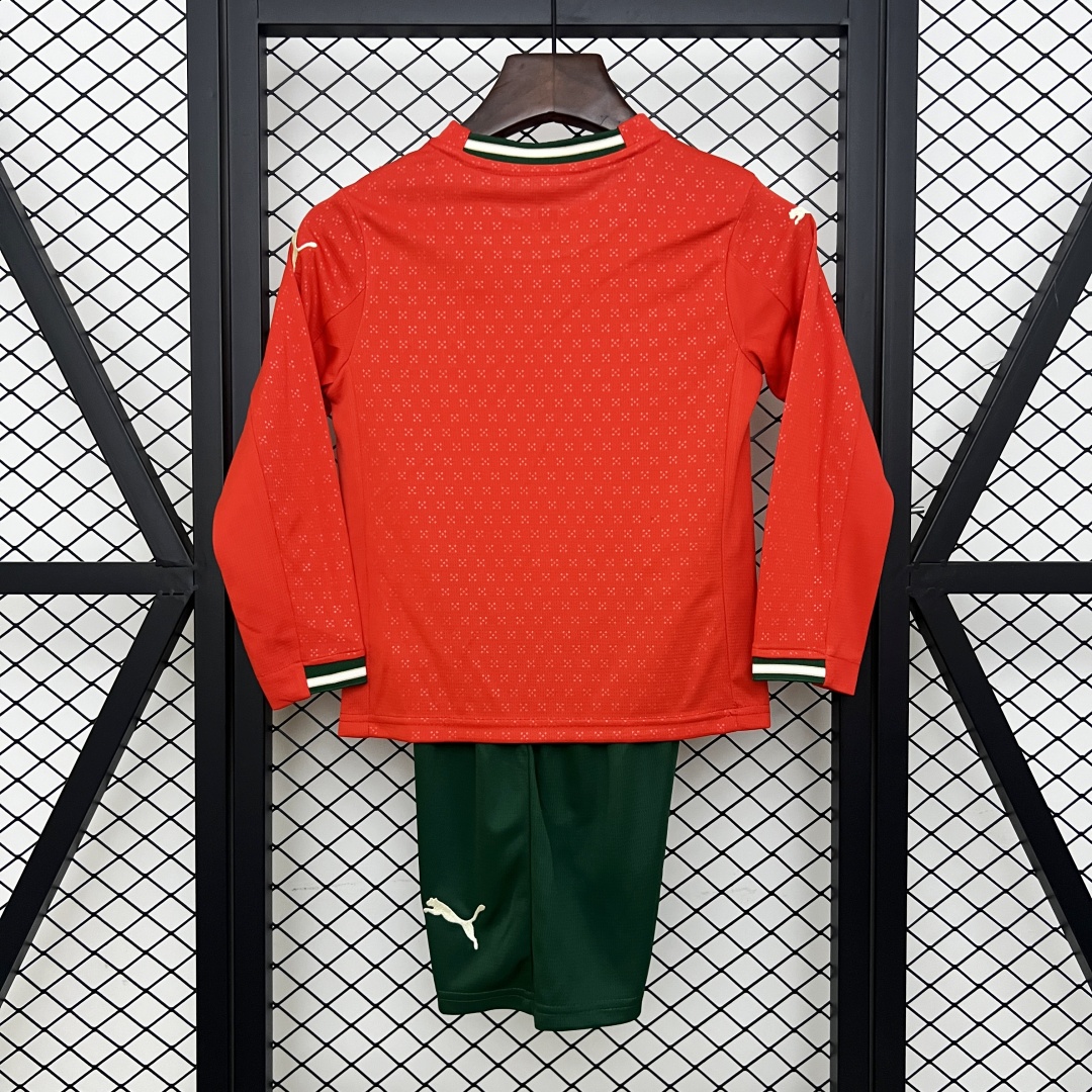 Kid's Portugal Home Long Sleeve Jersey+Shorts 2025