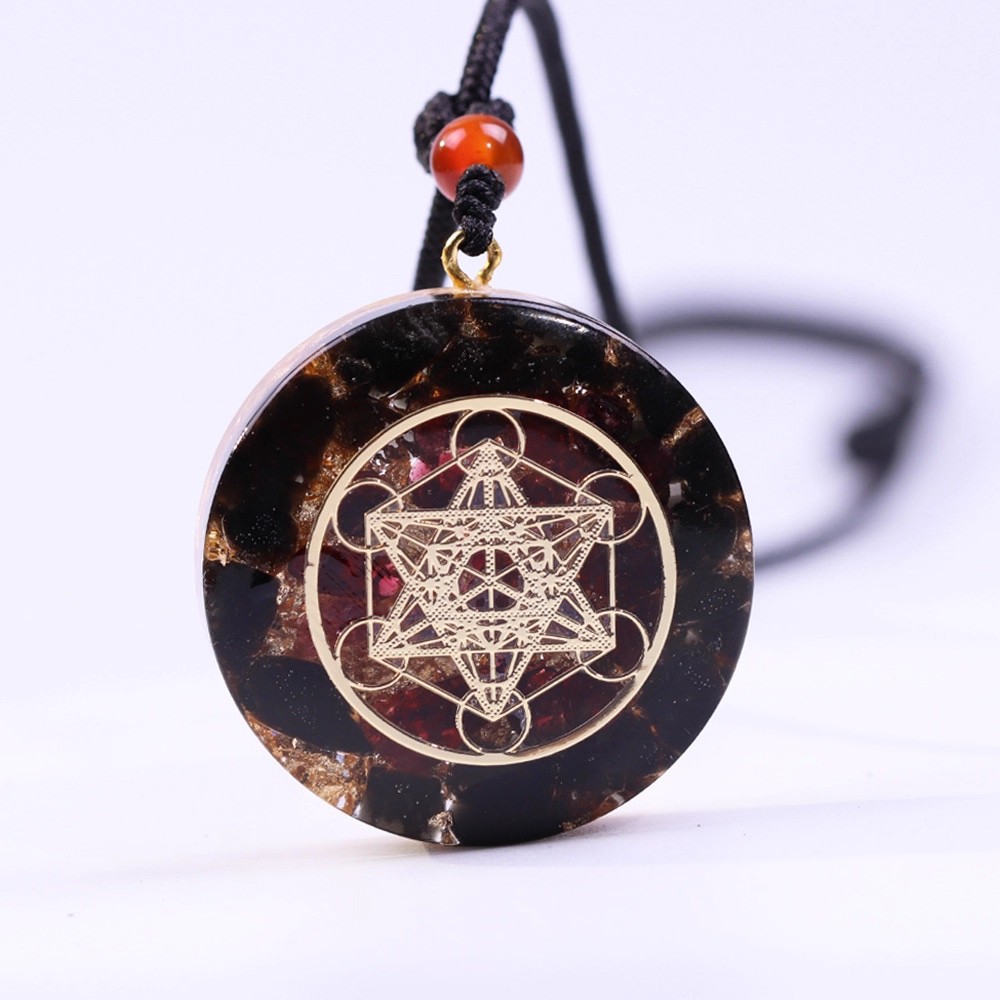 Black Tourmaline Metatron’s Cube Orgonite Necklace – Protection | Feng Shui Inspired Handcrafted Jewelry - Vibe Jew