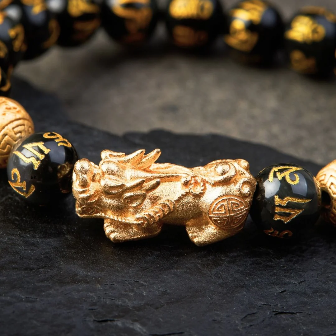 Pixiu Black Obsidian Feng Shui Bracelet – Wealth Attraction | Feng Shui Inspired Handcrafted Jewelry - Vibe Jew