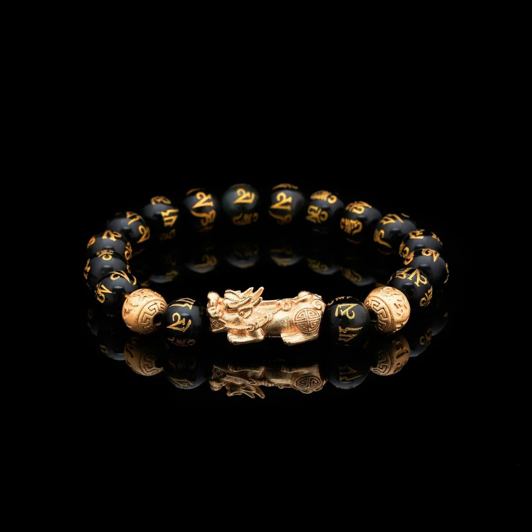 Pixiu Black Obsidian Feng Shui Bracelet – Wealth Attraction | Feng Shui Inspired Handcrafted Jewelry - Vibe Jew