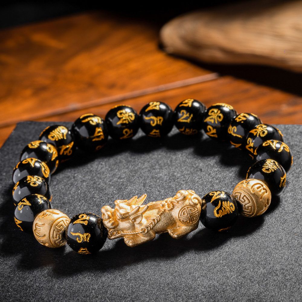 Pixiu Black Obsidian Feng Shui Bracelet – Wealth Attraction | Feng Shui Inspired Handcrafted Jewelry - Vibe Jew
