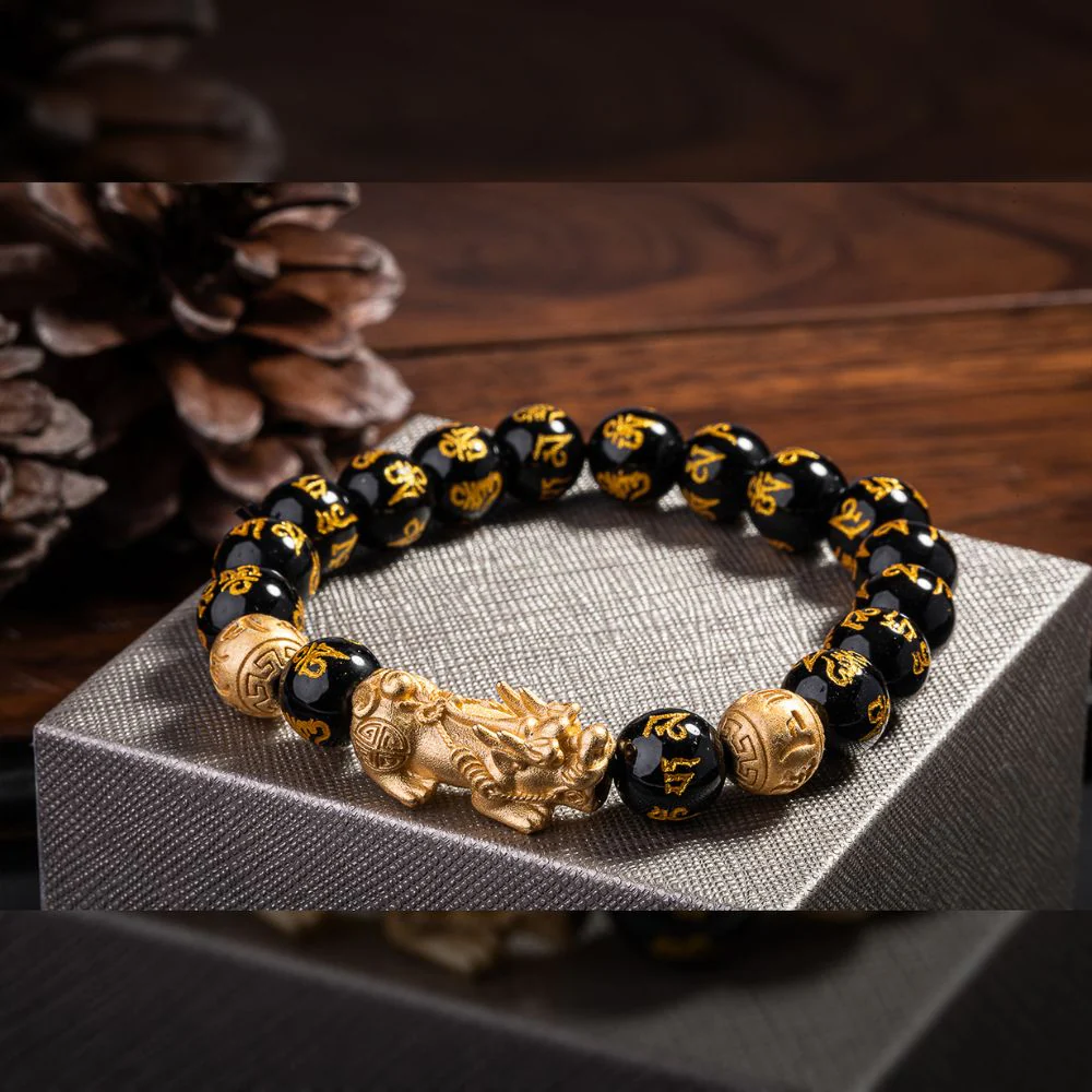 Pixiu Black Obsidian Feng Shui Bracelet – Wealth Attraction | Feng Shui Inspired Handcrafted Jewelry - Vibe Jew