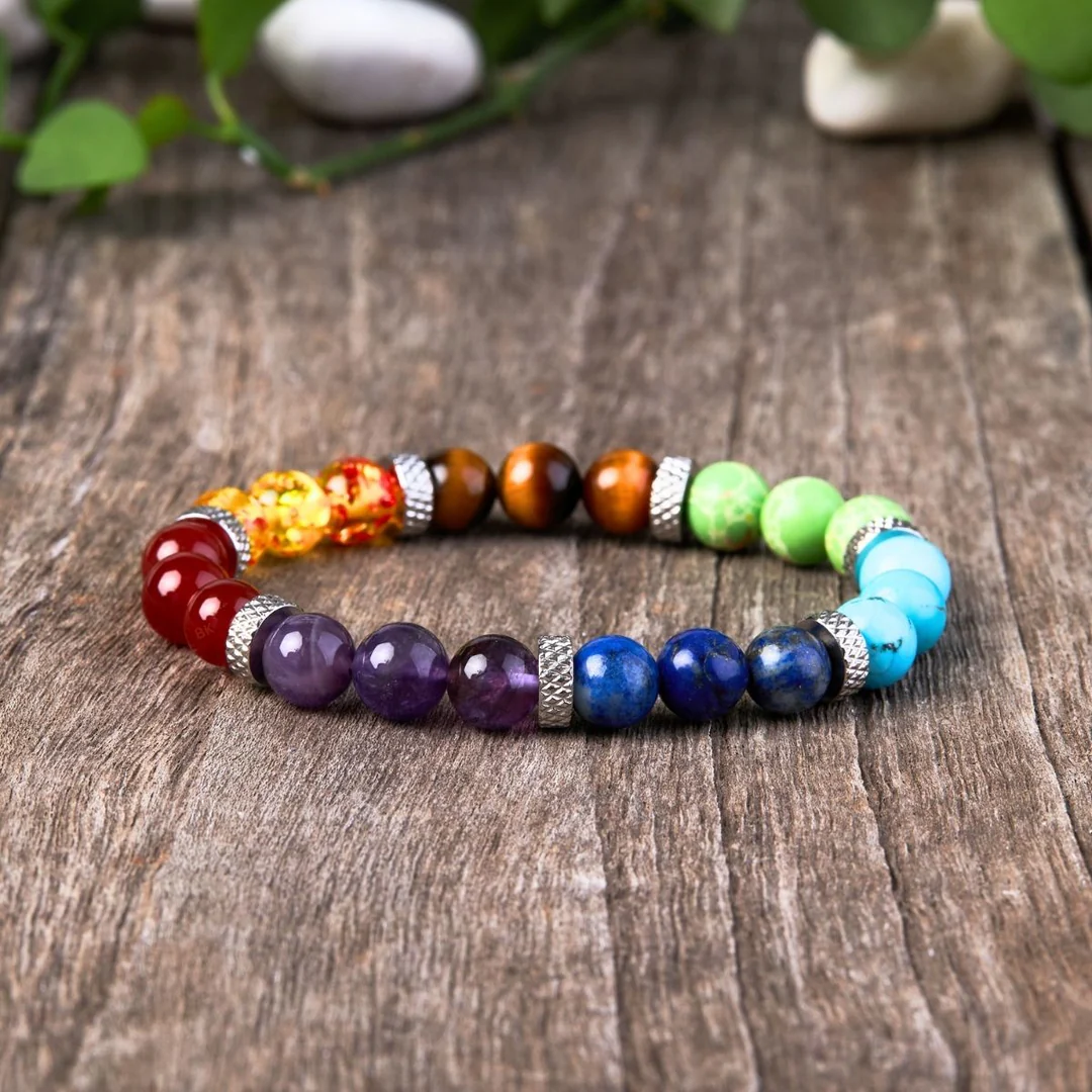 7 Chakra Natural Stone Bracelet – Energy Balance & Wellness Support | Feng Shui Inspired Handcrafted Jewelry - Vibe Jew