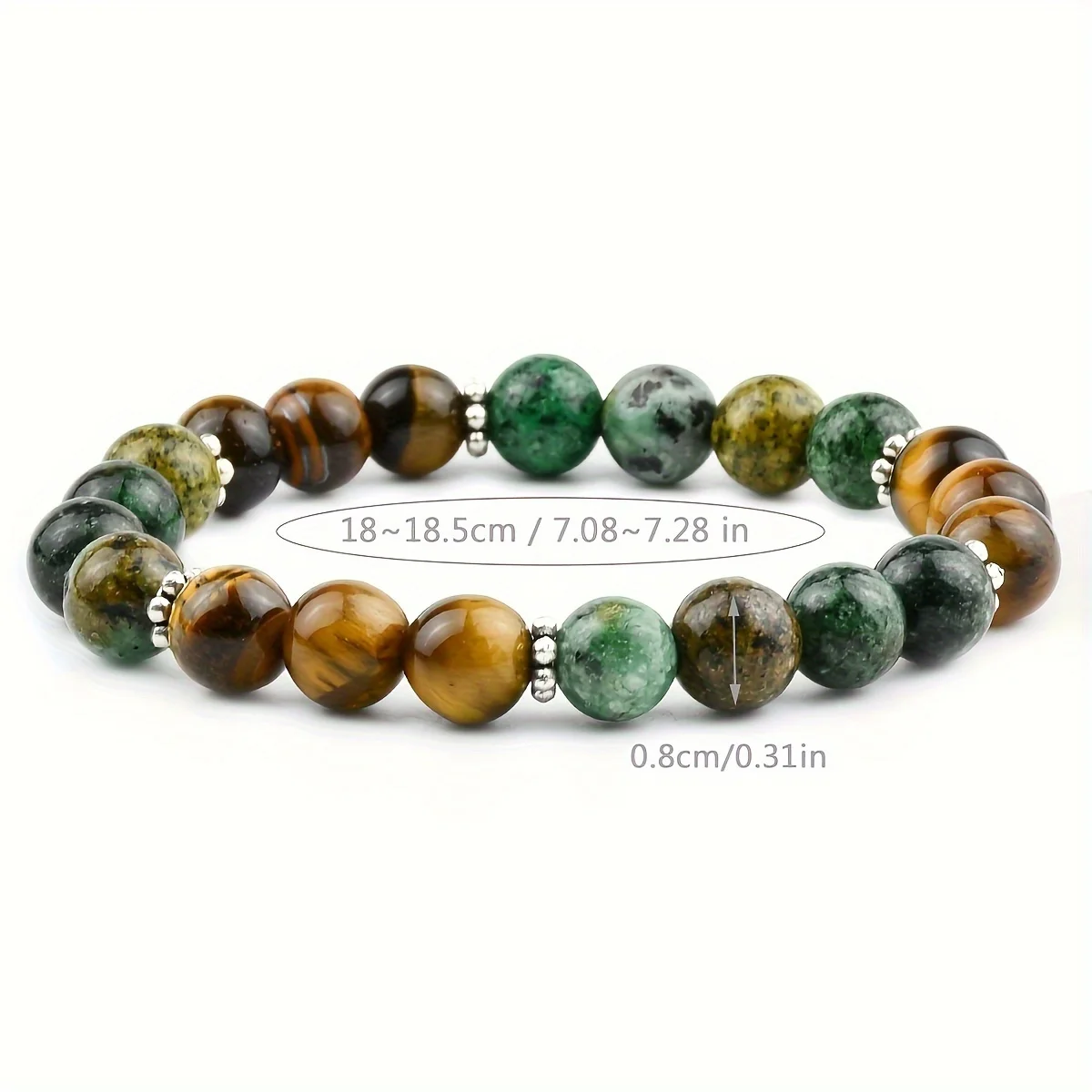 Tiger Eye African Turquoise Elastic Bracelet – Confidence & Energy Balance | Feng Shui Inspired Handcrafted Jewelry - Vibe Jew