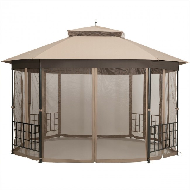 10'x 12' Octagonal Patio Gazebo with Mosquito Net