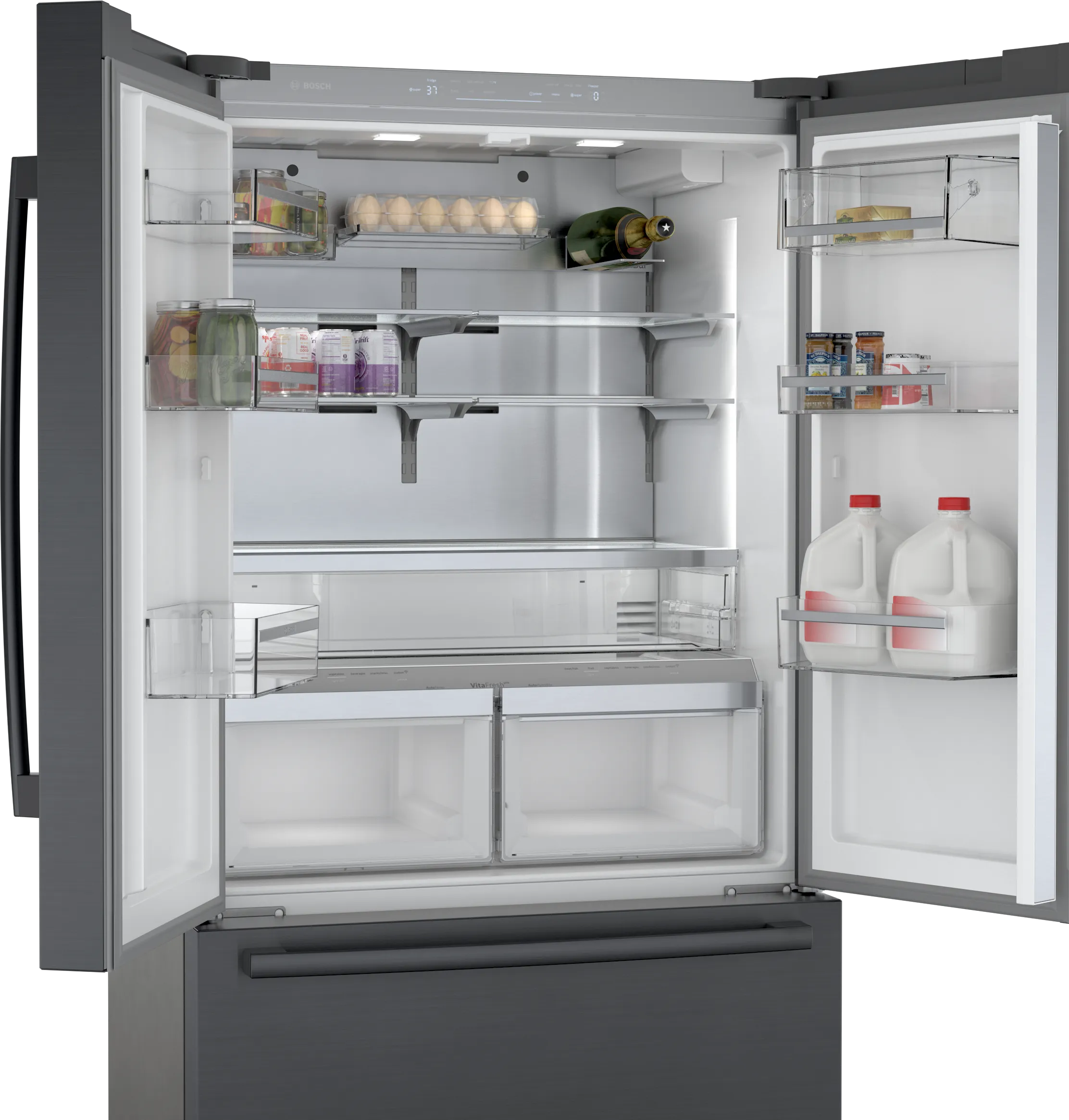 Bosch B36CT80SNB 800 Series French Door Bottom Mount Refrigerator 36'' Black Stainless Steel