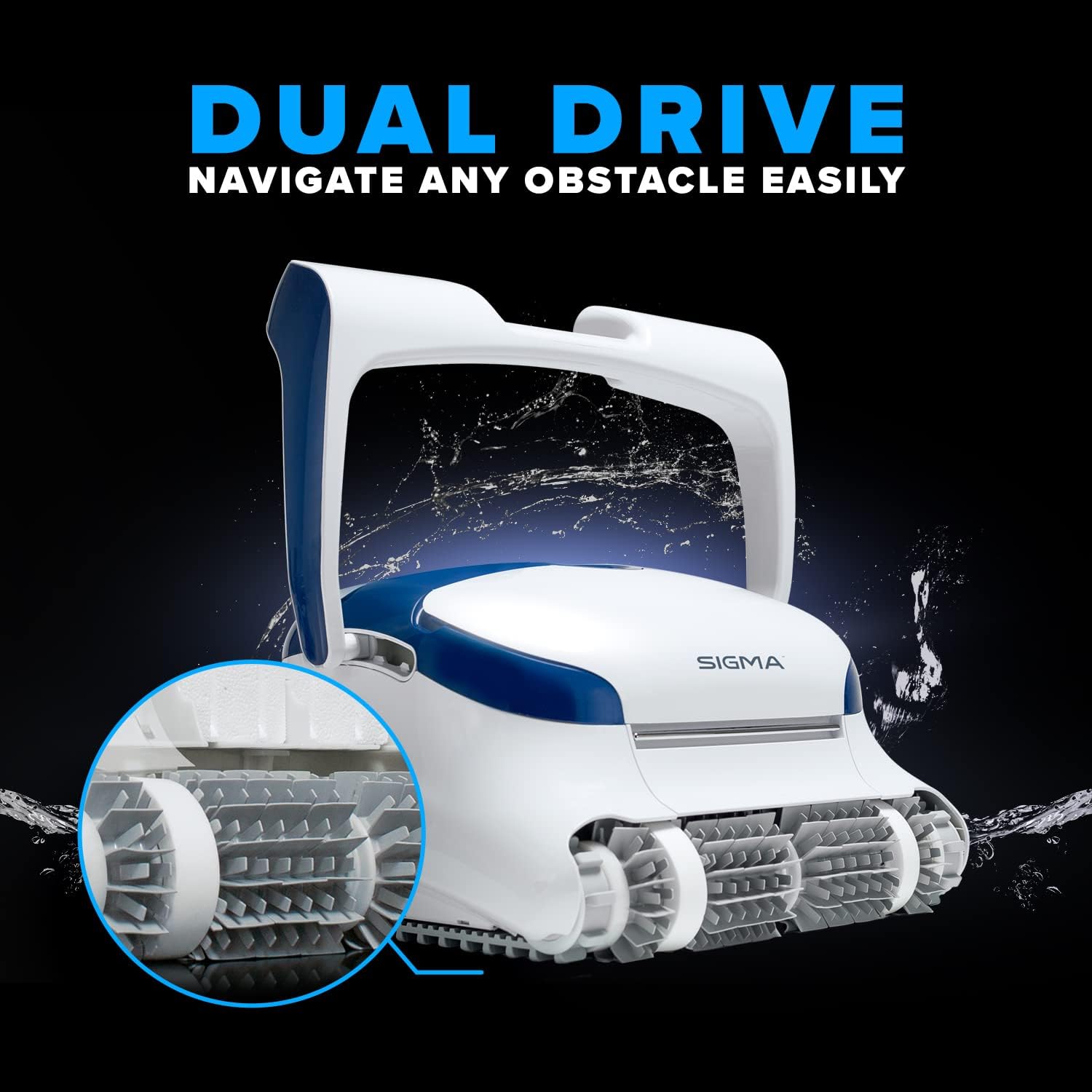 Dolphin Sigma Robotic Pool Cleaner (2025 Model) — Wi-Fi. App. Gyroscope. Weekly Timer. Waterline Cleaning & Massive Top-Loading Ultra-Fine and Standard Filters for In-Ground Swimming Pools up to 50ft